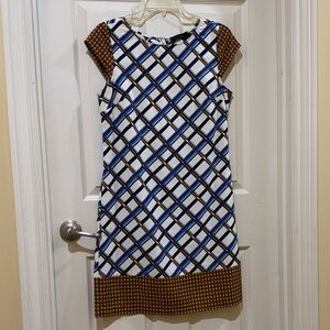 The Limited Blue and Brown Geometric Mini Dress